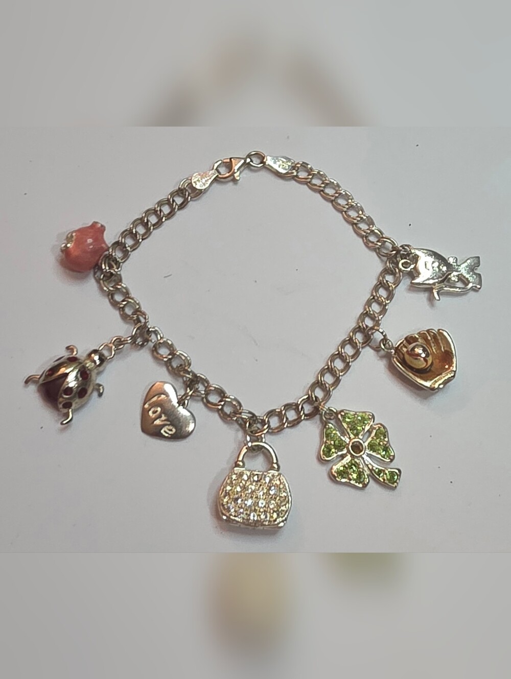 STERLING SILVER CHARM BRACELET 19.18 Grams 7 inches